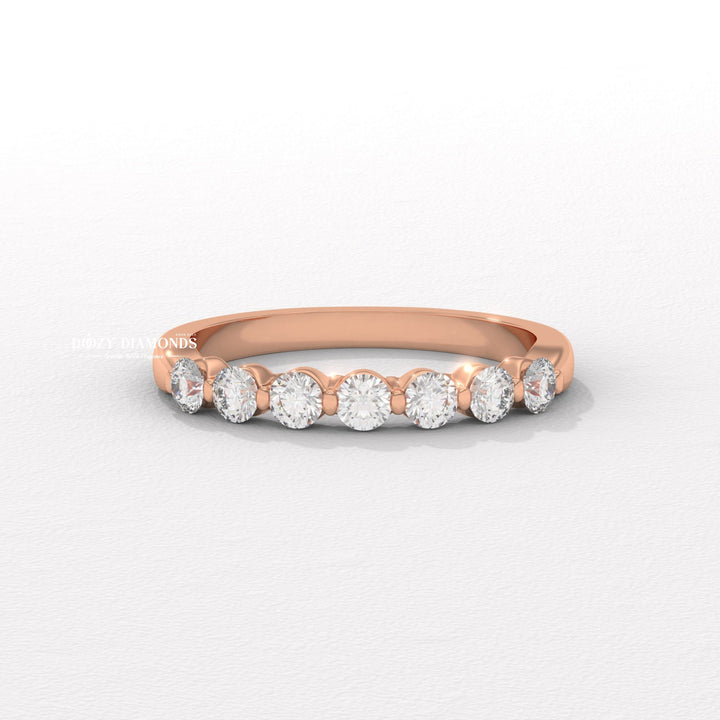 2.0 MM Round Lab Grown Diamond Floating Bubble Half Eternity Band, Stackable Wedding Band