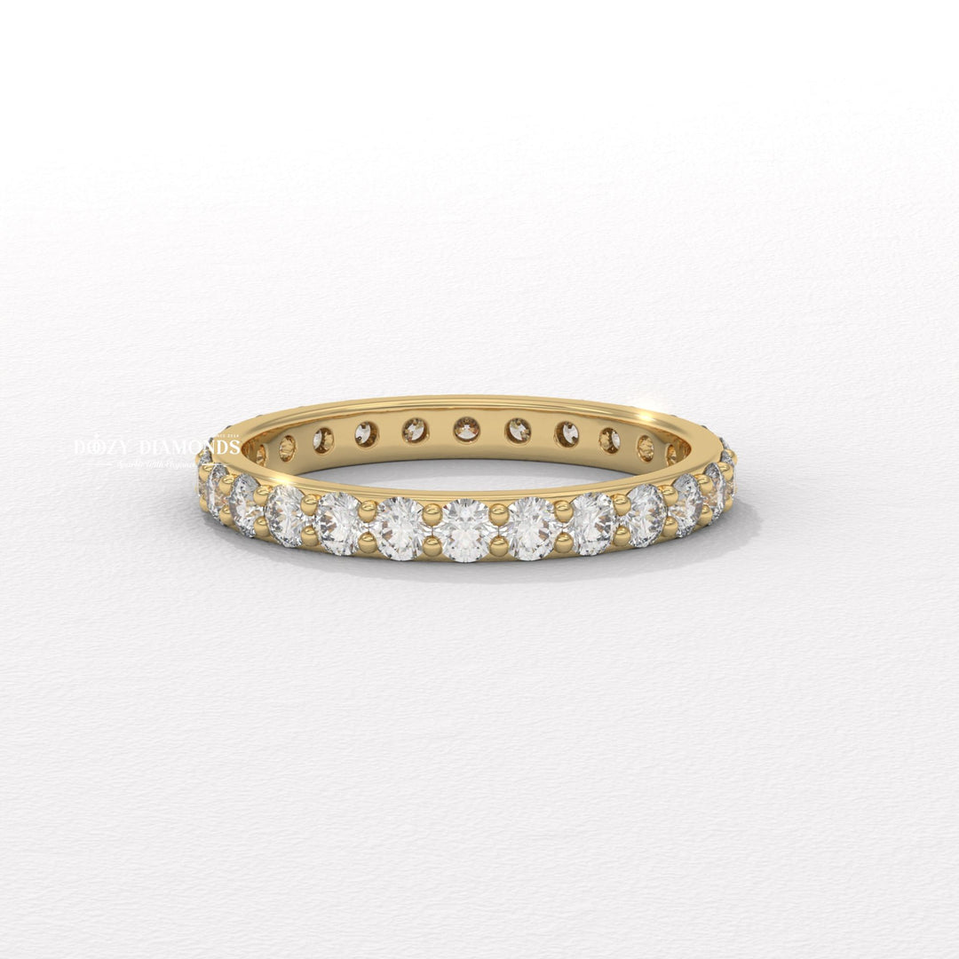 Shared Prong Wedding Band - Round Moissanite Full Eternity Wedding Band