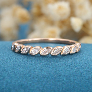 marquise-shaped-moissanite-bezel-half-eternity-wedding-band