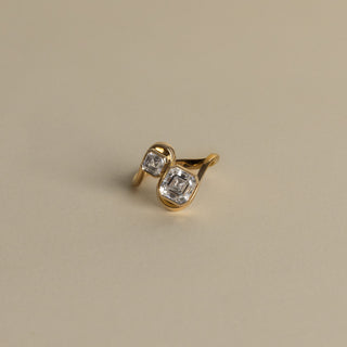 1.0CT-2.0CT Asscher Cut Lab Grown Diamond Two Stone Engagement Ring
