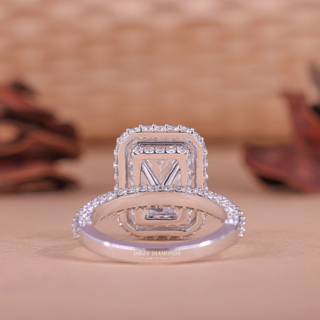 Double halo ring in 14K gold, Buy princess cut double halo ring, Oval cut double halo ring, Exclusive double halo rings, GIA certified double halo rings, 