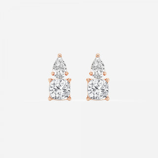 Pear & Cushion FG-VS2 Lab-Grown Diamond Two Stone Earrings