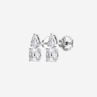 Pear & Cushion FG-VS2 Lab-Grown Diamond Two Stone Earrings