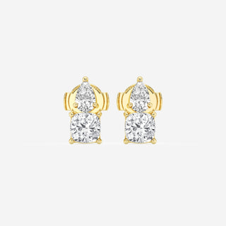 Pear & Cushion FG-VS2 Lab-Grown Diamond Two Stone Earrings