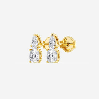 Pear & Cushion FG-VS2 Lab-Grown Diamond Two Stone Earrings