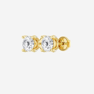 Round FG-VS2 Lab-Grown Diamond Bridge Stud Earrings For Women