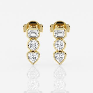 Bezel Set FG-VS2 Lab-Grown Diamond Three Stone Earrings