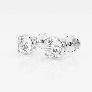 Round FG-VS2 Lab-Grown Diamond Stud Earrings For Women