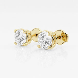 Round FG-VS2 Lab-Grown Diamond Stud Earrings For Women