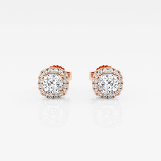 Round FG-VS2 Lab-Grown Diamond Halo Stud Earrings For Women