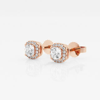 Round FG-VS2 Lab-Grown Diamond Halo Stud Earrings For Women