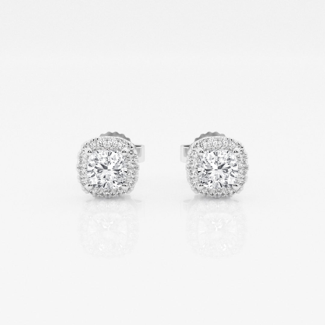 Round FG-VS2 Lab-Grown Diamond Halo Stud Earrings For Women