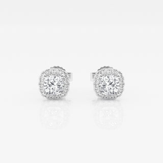 Round FG-VS2 Lab-Grown Diamond Halo Stud Earrings For Women