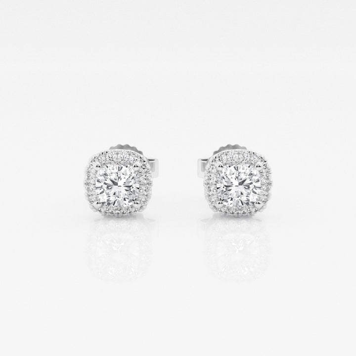 Round FG-VS2 Lab-Grown Diamond Halo Stud Earrings For Women