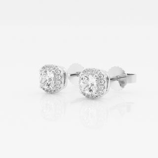 Round FG-VS2 Lab-Grown Diamond Halo Stud Earrings For Women