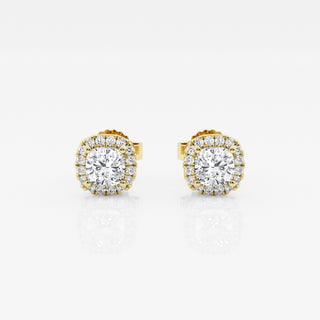 Round FG-VS2 Lab-Grown Diamond Halo Stud Earrings For Women