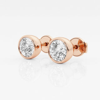 Round FG-VS2 Lab-Grown Diamond Bezel Set Stud Earrings