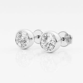 Round FG-VS2 Lab-Grown Diamond Bezel Set Stud Earrings