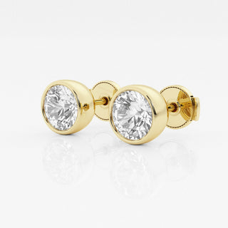 Round FG-VS2 Lab-Grown Diamond Bezel Set Stud Earrings