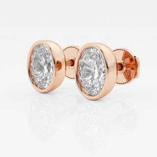 Oval FG-VS2 Lab-Grown Diamond Bezel Set Stud Earrings