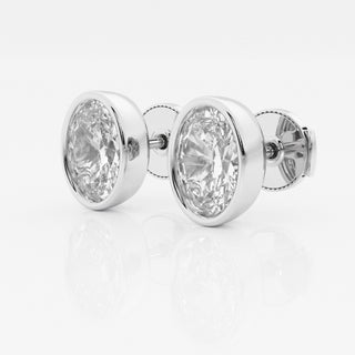 Oval FG-VS2 Lab-Grown Diamond Bezel Set Stud Earrings