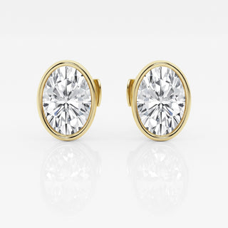 Oval FG-VS2 Lab-Grown Diamond Bezel Set Stud Earrings