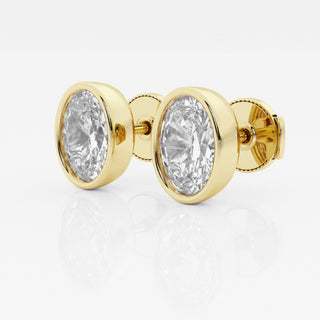 Oval FG-VS2 Lab-Grown Diamond Bezel Set Stud Earrings