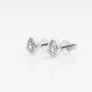Pear FG-VS2 Lab-Grown Diamond Bezel Set Stud Earrings