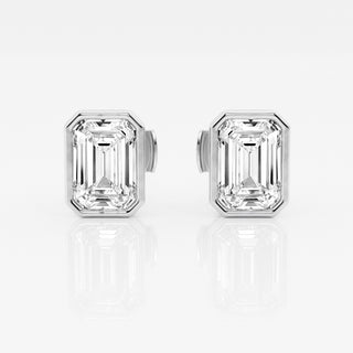 Emerald FG-VS2 Lab-Grown Diamond Bezel Set Stud Earrings