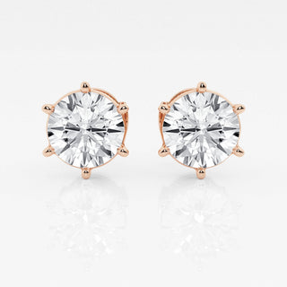 Round Cut FG-VS2 Lab-Grown Stud Earrings For Women