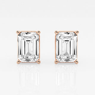 Emerald FG-VS2 Lab-Grown Diamond Solitaire Stud Earrings