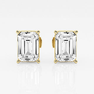 Emerald FG-VS2 Lab-Grown Diamond Solitaire Stud Earrings