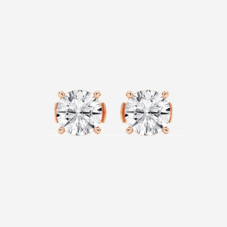 Round Cut FG-VS2 Lab-Grown Diamond Hidden Halo Stud Earrings