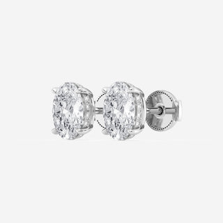 Oval Cut FG-VS2 Lab-Grown Diamond Hidden Halo Stud Earrings