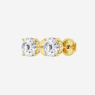 Round Cut FG-VS2 Lab-Grown Diamond Hidden Halo Stud Earrings