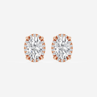 Oval Cut FG-VS2 Lab-Grown Diamond Halo Stud Earrings