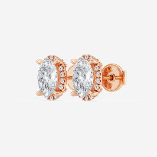 Oval Cut FG-VS2 Lab-Grown Diamond Halo Stud Earrings