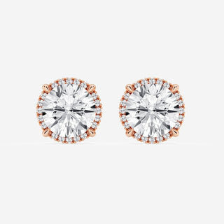 Round Cut FG-VS2 Lab-Grown Diamond Halo Set Stud Earrings