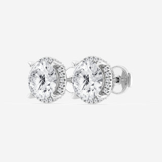 Round Cut FG-VS2 Lab-Grown Diamond Halo Set Stud Earrings