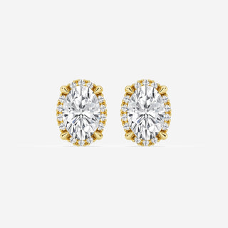 Oval Cut FG-VS2 Lab-Grown Diamond Halo Stud Earrings