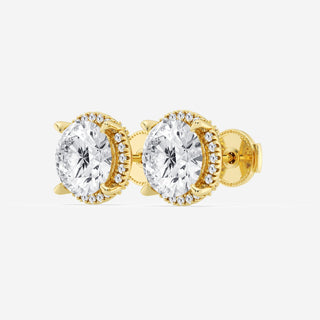 Round Cut FG-VS2 Lab-Grown Diamond Halo Set Stud Earrings