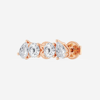 Pear & Round FG-VS2 Lab-Grown Diamond Two Stone Stud Earrings