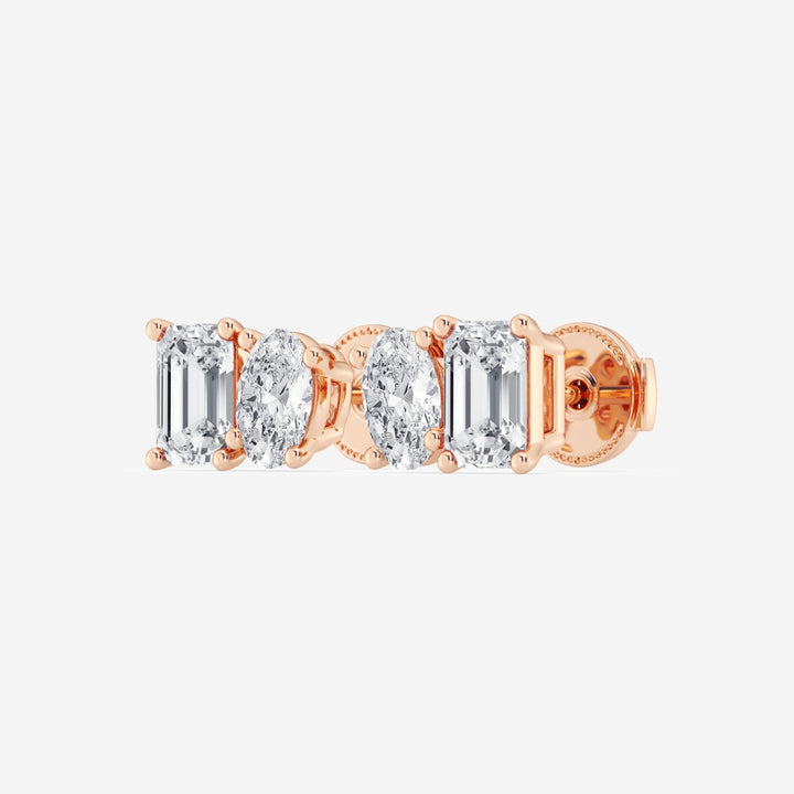Oval & Emerald FG-VS2 Lab-Grown Diamond Two Stone Stud Earrings