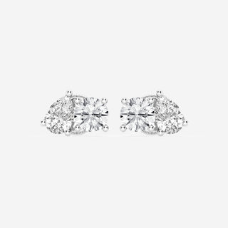 Pear & Round FG-VS2 Lab-Grown Diamond Two Stone Stud Earrings