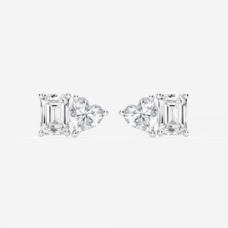 Heart & Emerald FG-VS2 Lab-Grown Diamond Two Stone Stud Earrings