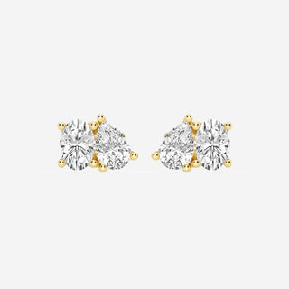 Pear & Oval Cut FG-VS2 Lab-Grown Diamond Two Stone Stud Earrings