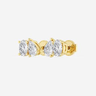 Pear & Oval Cut FG-VS2 Lab-Grown Diamond Two Stone Stud Earrings