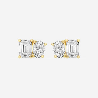 Oval & Emerald FG-VS2 Lab-Grown Diamond Two Stone Stud Earrings