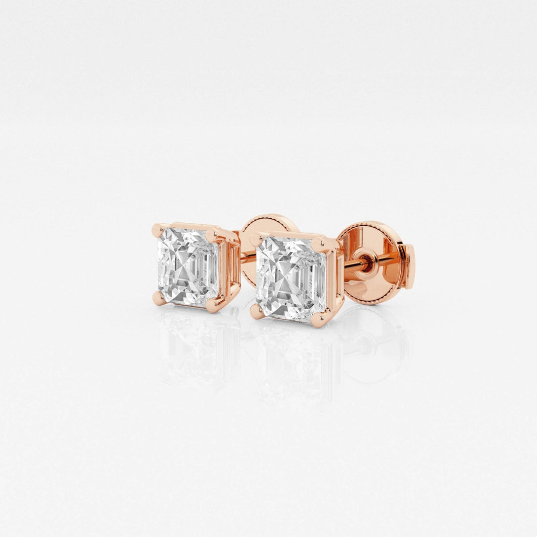 Asscher FG-VS2 Lab-Grown Diamond Solitaire Stud Earrings