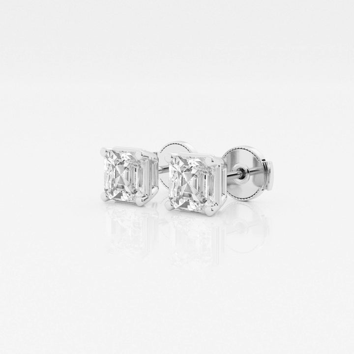 Asscher FG-VS2 Lab-Grown Diamond Solitaire Stud Earrings